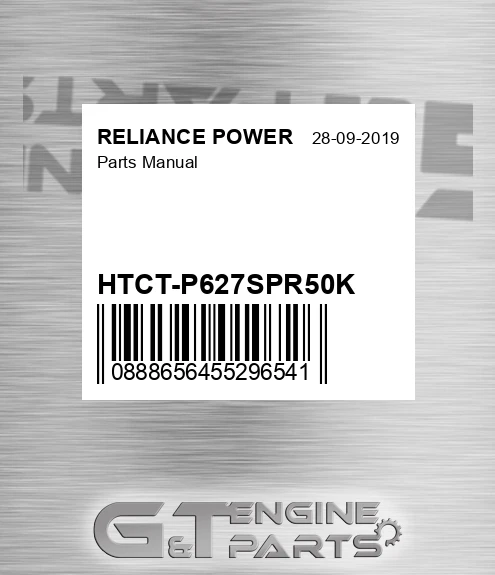 HTCT-P627SPR50K Parts Manual for RELIANCE POWER
