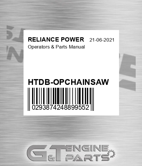 HTDB-OPCHAINSAW Operators & Parts Manual for RELIANCE POWER