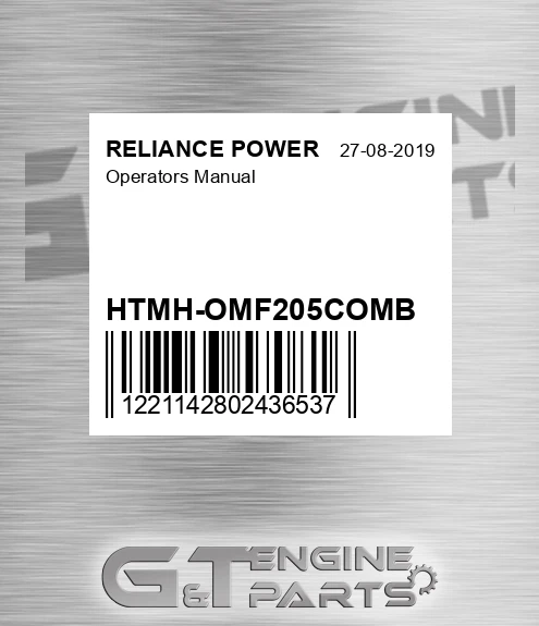 HTMH-OMF205COMB Operators Manual for RELIANCE POWER