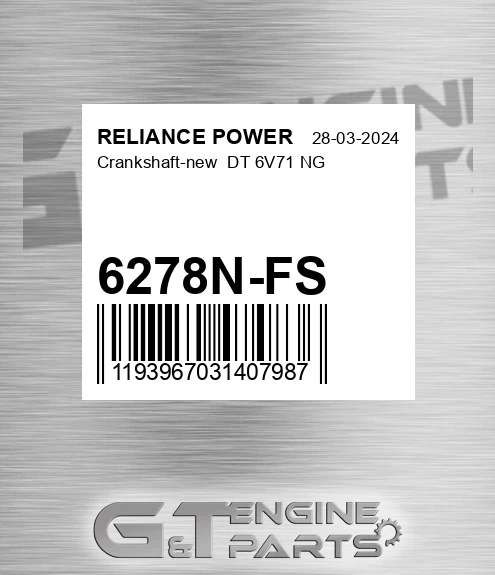 6278N-FS Crankshaft-new Dt 6v71 Ng