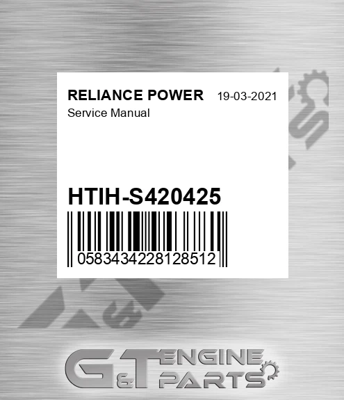 HTIH-S420425 Service Manual for RELIANCE POWER