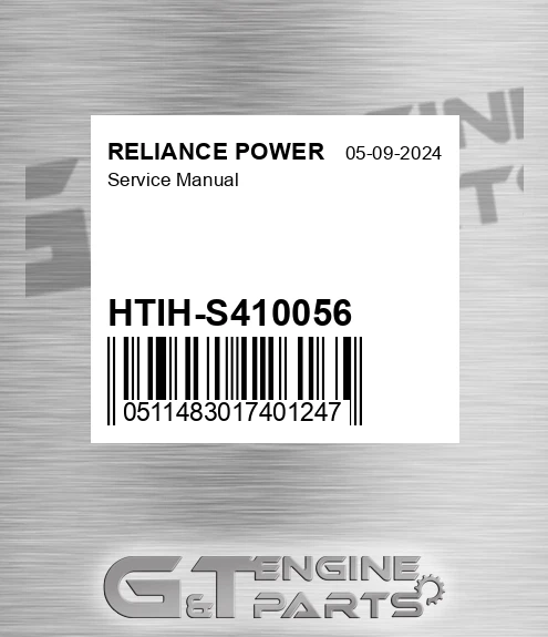 HTIH-S410056 Service Manual for RELIANCE POWER