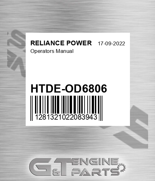HTDE-OD6806 Operators Manual for RELIANCE POWER
