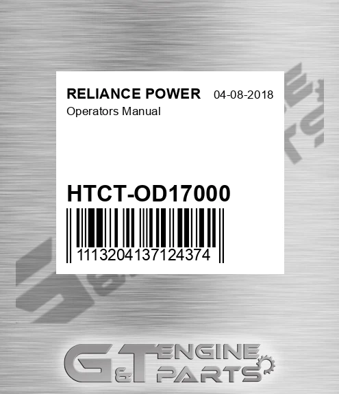 HTCT-OD17000 Operators Manual for RELIANCE POWER