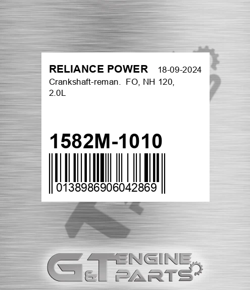 1582M-1010 Crankshaft-reman. Fo, Nh 120, 2.0l
