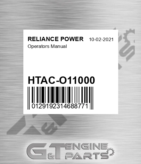 HTAC-O11000 Operators Manual for RELIANCE POWER