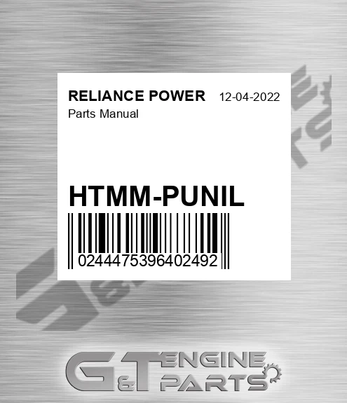 HTMM-PUNIL Parts Manual for RELIANCE POWER