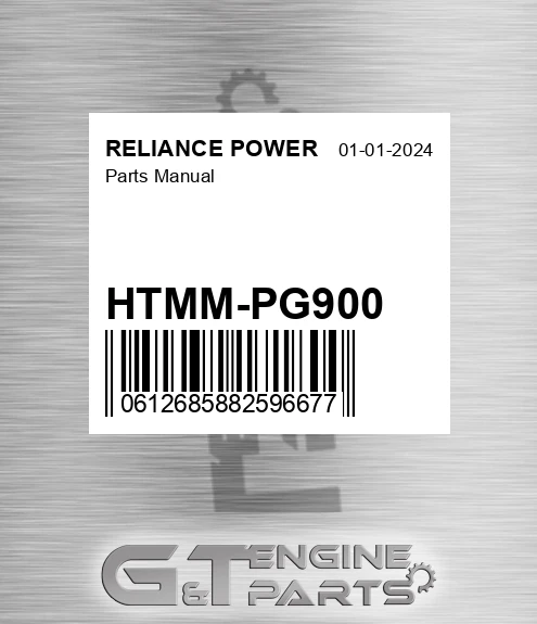 HTMM-PG900 Parts Manual for RELIANCE POWER