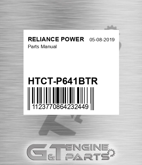 HTCT-P641BTR Parts Manual for RELIANCE POWER