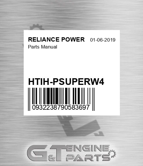 HTIH-PSUPERW4 Parts Manual for RELIANCE POWER