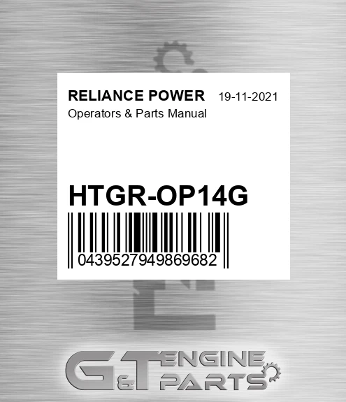 HTGR-OP14G Operators & Parts Manual for RELIANCE POWER