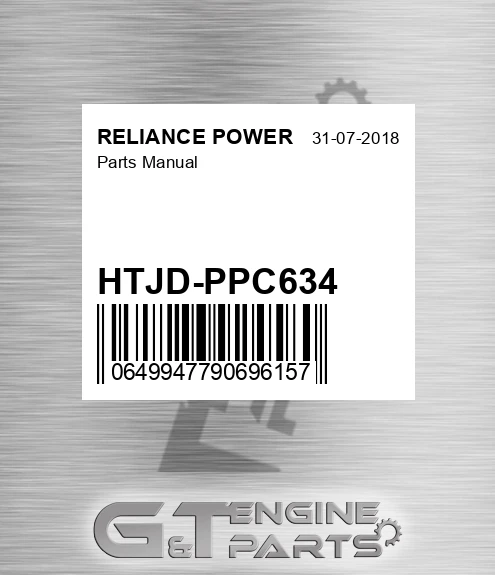 HTJD-PPC634 Parts Manual for RELIANCE POWER