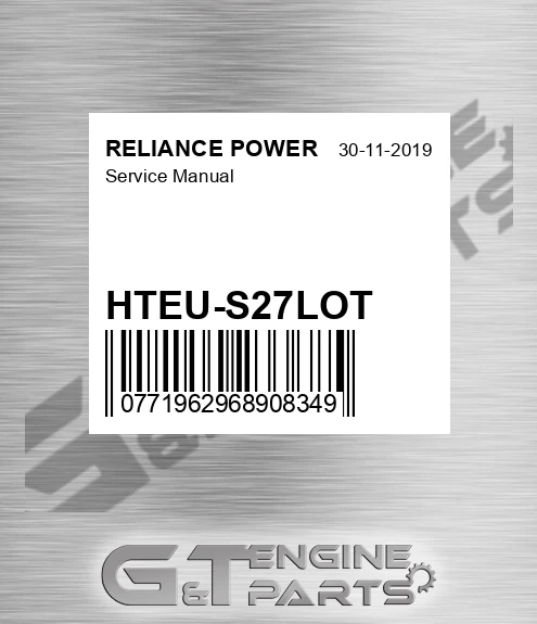 HTEU-S27LOT Service Manual for RELIANCE POWER