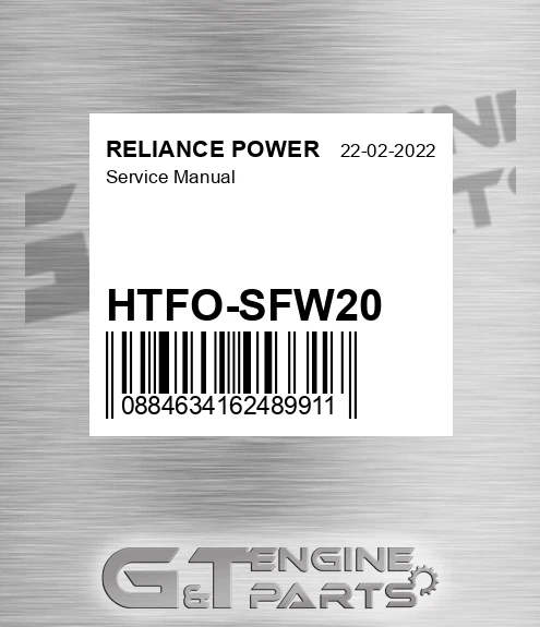 HTFO-SFW20 Service Manual for RELIANCE POWER