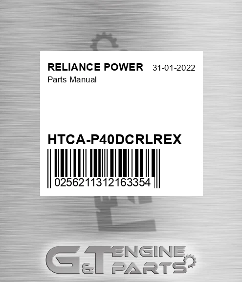 HTCA-P40DCRLREX Parts Manual for RELIANCE POWER