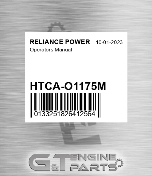 HTCA-O1175M Operators Manual for RELIANCE POWER