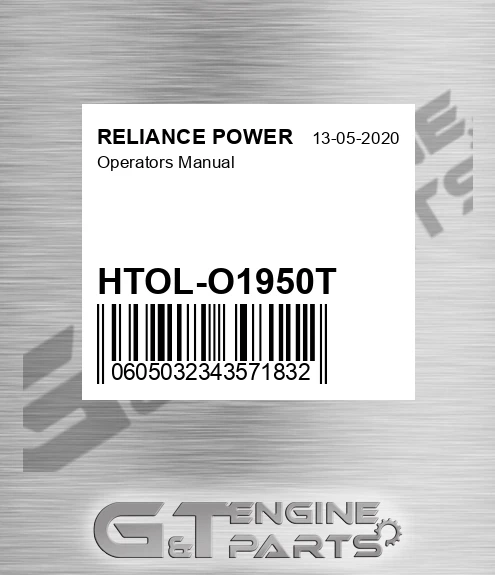 HTOL-O1950T Operators Manual for RELIANCE POWER
