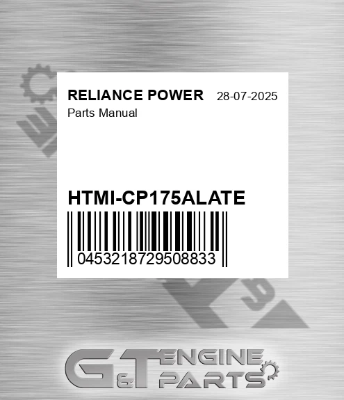 HTMI-CP175ALATE Parts Manual for RELIANCE POWER