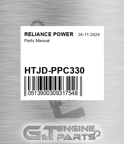 HTJD-PPC330 Parts Manual for RELIANCE POWER