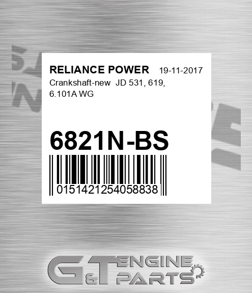 6821N-BS Crankshaft-new Jd 531, 619, 6.101a Wg