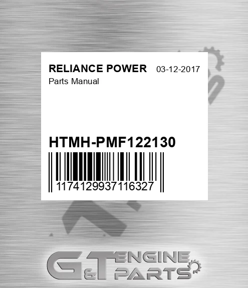 HTMH-PMF122130 Parts Manual for RELIANCE POWER