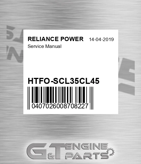 HTFO-SCL35CL45 Service Manual for RELIANCE POWER