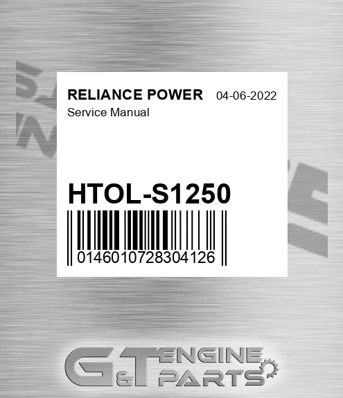 HTOL-S1250 Service Manual for RELIANCE POWER