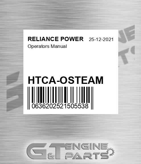 HTCA-OSTEAM Operators Manual for RELIANCE POWER