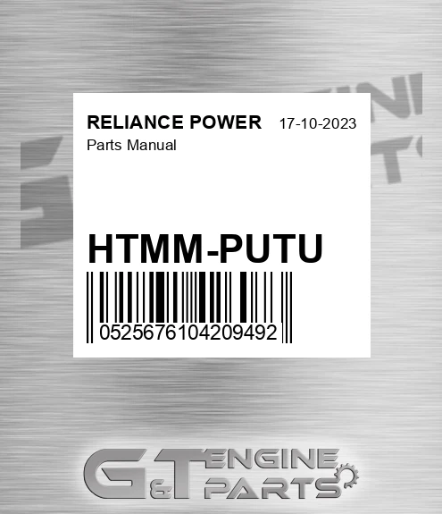 HTMM-PUTU Parts Manual for RELIANCE POWER