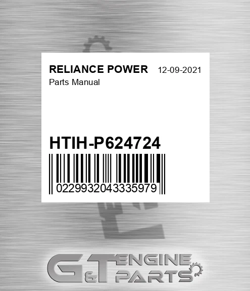 HTIH-P624724 Parts Manual for RELIANCE POWER