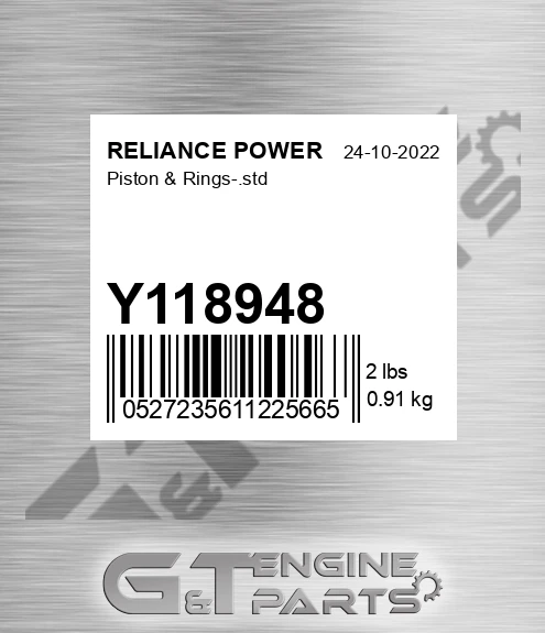 Y118948 Piston & Rings-.std