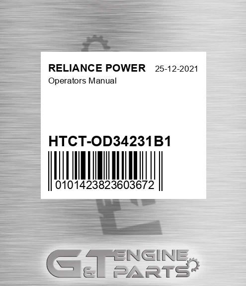 HTCT-OD34231B1 Operators Manual for RELIANCE POWER