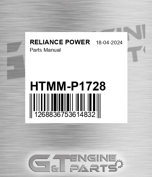 HTMM-P1728 Parts Manual for RELIANCE POWER