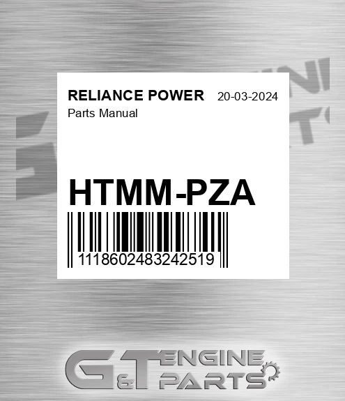 HTMM-PZA Parts Manual for RELIANCE POWER