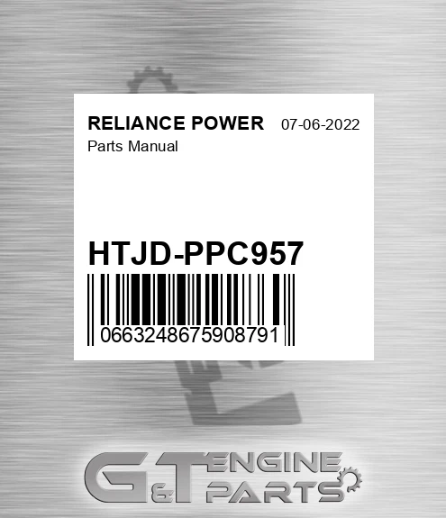 HTJD-PPC957 Parts Manual for RELIANCE POWER