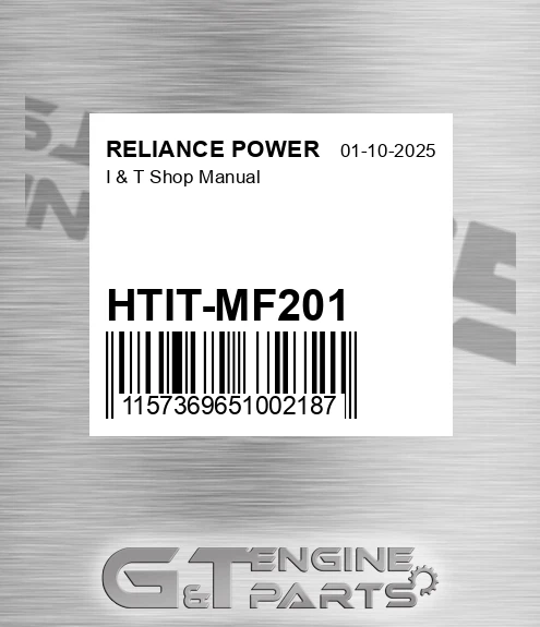 HTIT-MF201 I & T Shop Manual for RELIANCE POWER