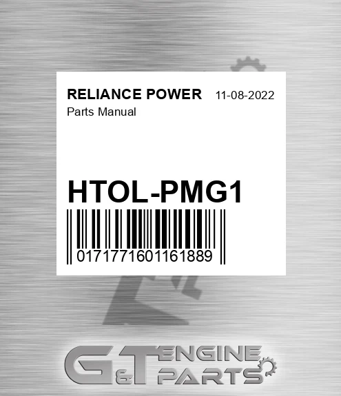 HTOL-PMG1 Parts Manual for RELIANCE POWER