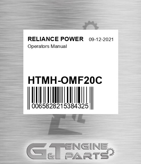 HTMH-OMF20C Operators Manual for RELIANCE POWER