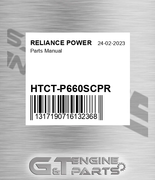 HTCT-P660SCPR Parts Manual for RELIANCE POWER