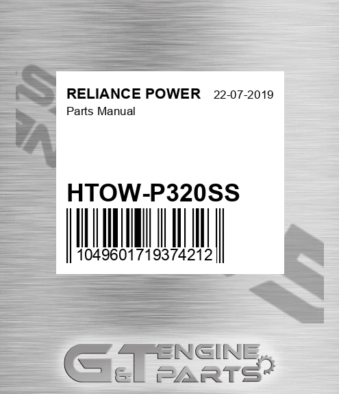 HTOW-P320SS Parts Manual for RELIANCE POWER