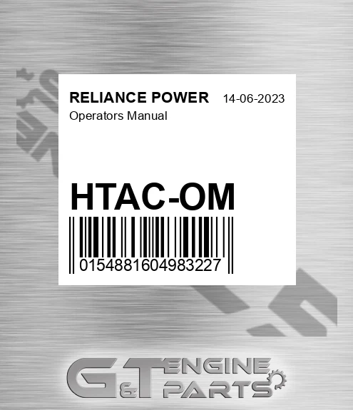 HTAC-OM Operators Manual for RELIANCE POWER