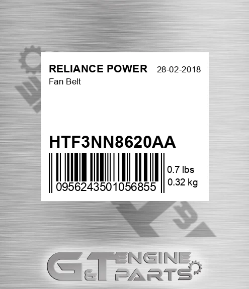 HTF3NN8620AA Fan Belt for RELIANCE POWER