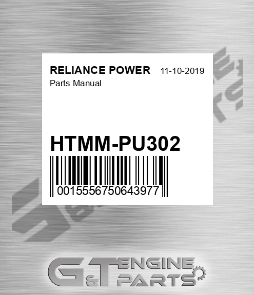 HTMM-PU302 Parts Manual for RELIANCE POWER