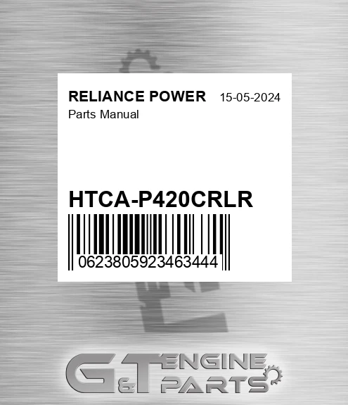 HTCA-P420CRLR Parts Manual for RELIANCE POWER