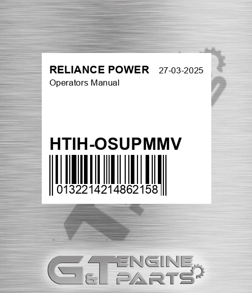 HTIH-OSUPMMV Operators Manual for RELIANCE POWER