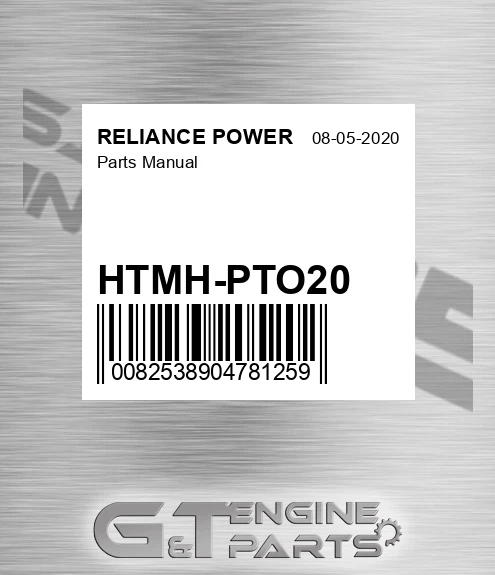 HTMH-PTO20 Parts Manual for RELIANCE POWER