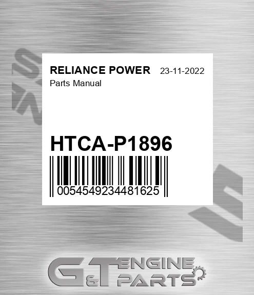 HTCA-P1896 Parts Manual for RELIANCE POWER