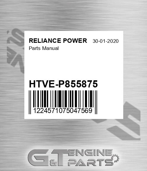 HTVE-P855875 Parts Manual for RELIANCE POWER