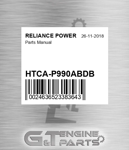 HTCA-P990ABDB Parts Manual for RELIANCE POWER