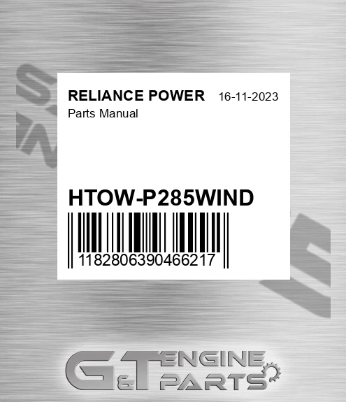 HTOW-P285WIND Parts Manual for RELIANCE POWER